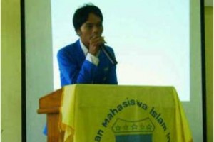 Masuri saat memberikan sambutan pada konfercab PMII 